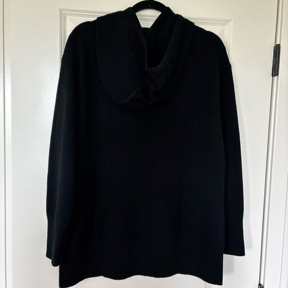 NWT ATHLETA Alpine Hoodie Sweater Cashmere Wool Black Women’s Size Medium HOL24 - Picture 2 of 13